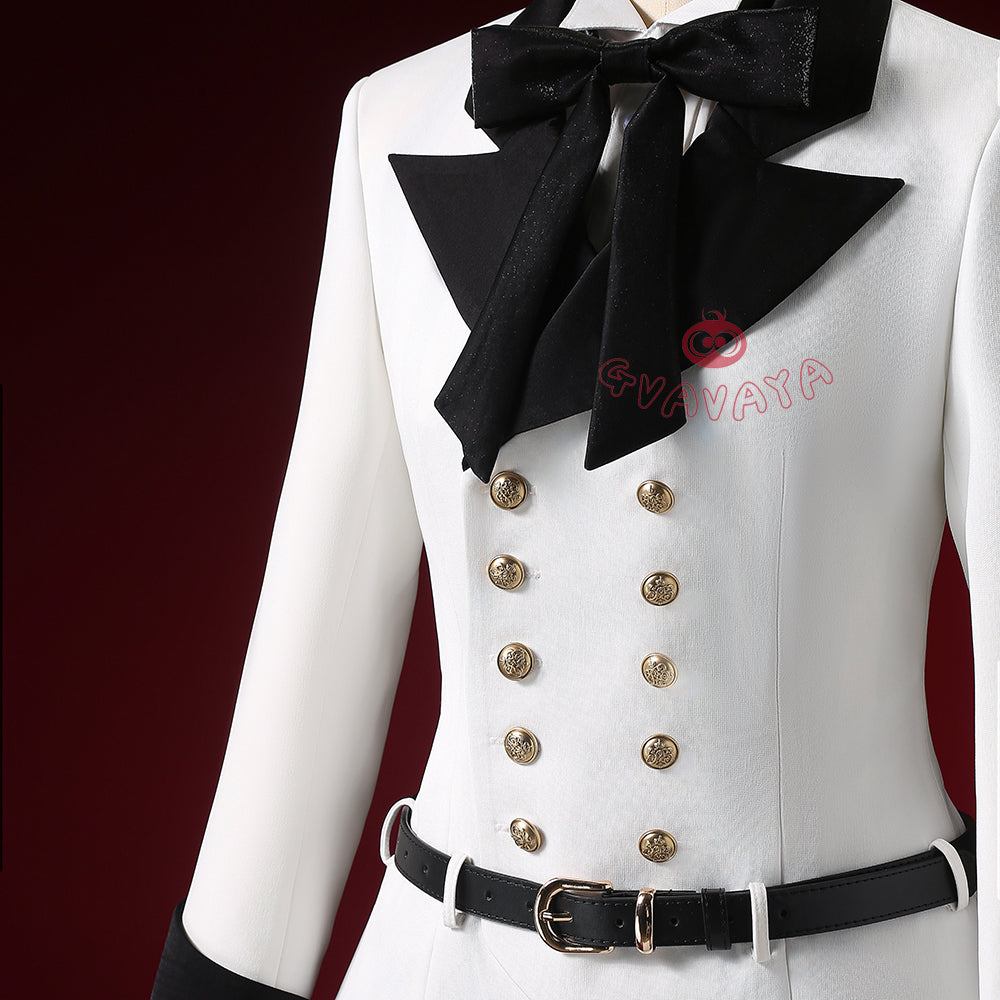 Gvavaya Anime Cosplay BB Cosplay Ciel White Floral Hat Striped Formal Dress Cosplay Costume
