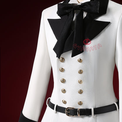 Gvavaya Anime Cosplay BB Cosplay Ciel White Floral Hat Striped Formal Dress Cosplay Costume