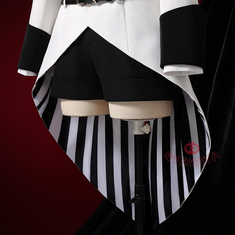 Gvavaya Anime Cosplay BB Cosplay Ciel White Floral Hat Striped Formal Dress Cosplay Costume