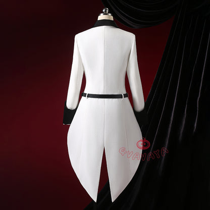 Gvavaya Anime Cosplay BB Cosplay Ciel White Floral Hat Striped Formal Dress Cosplay Costume