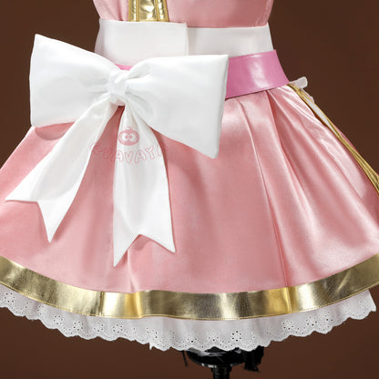 Gvavaya Game Cosplay Ashe Pink Cat Cafe Maid Cosplay Costume