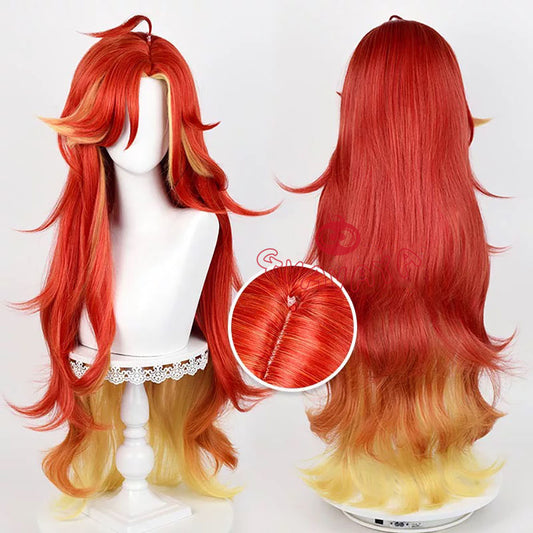 Gvavaya Game Cosplay Genshin Impact Mavuika Cosplay Wig Mixed Color 100cm Hair