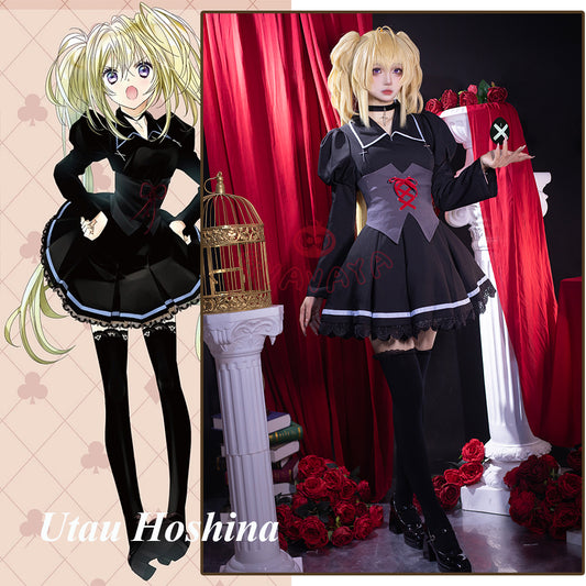 Gvavaya Cosplay Shugoo Charaa! Cosplay Utau Tsukiyomi Black Dress Utau Hoshina Gothic Lolita Cosplay Costume