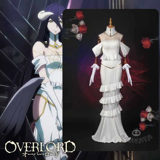 Gvavaya Anime Cosplay Overlord Albedo White Dress Costume Overlord Albedo Cosplay
