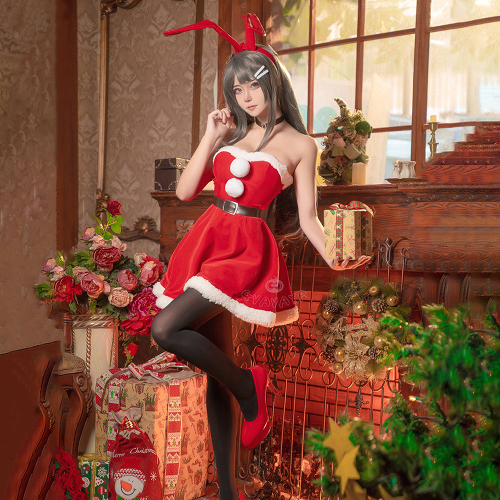 Gvavaya Anime Cosplay Rascal Does Not Dream of Bunny Girl Senpai Cosplay Mai Sakurajima Christmas Bunny Cosplay Costume