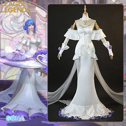 Gvavaya Anime Cosplay League of Legends Crystal Rose Sona Wedding Outfit  Sona Cosplay Costume LOL Crystal Rose Cosplay