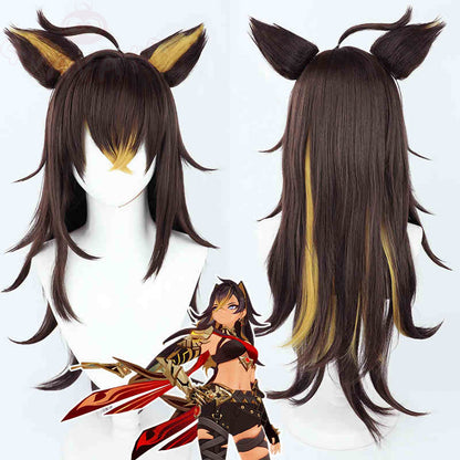 Gvavaya Game Cosplay Genshin Impact Sumeru Dehya Cosplay Wig Mixed Color 80cm Hair