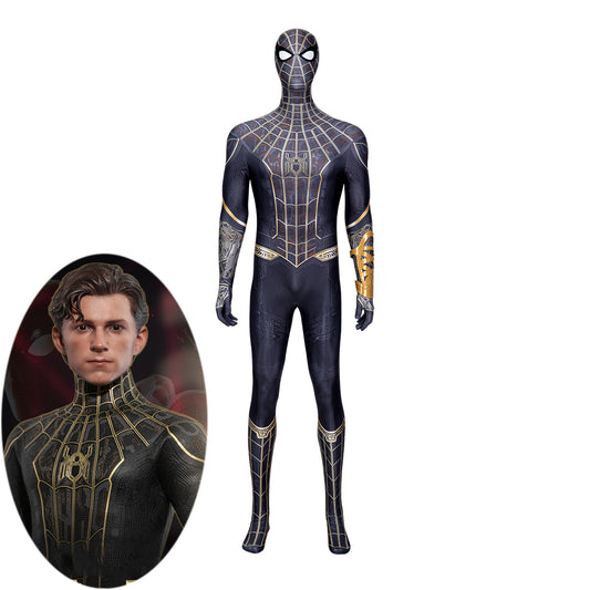 Gvavaya Movie Cosplay Spider-Man: No Way Home Spider Man Black and Gold Suit Spider Man Jumpsuit Cosplay