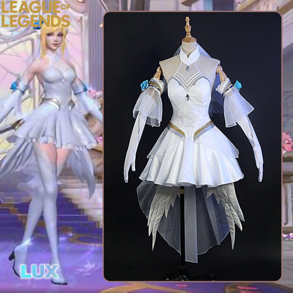 Gvavaya Anime Cosplay League of Legends Crystal Rose Lux Wedding Outfit  Lux Cosplay Costume LOL Crystal Rose Cosplay