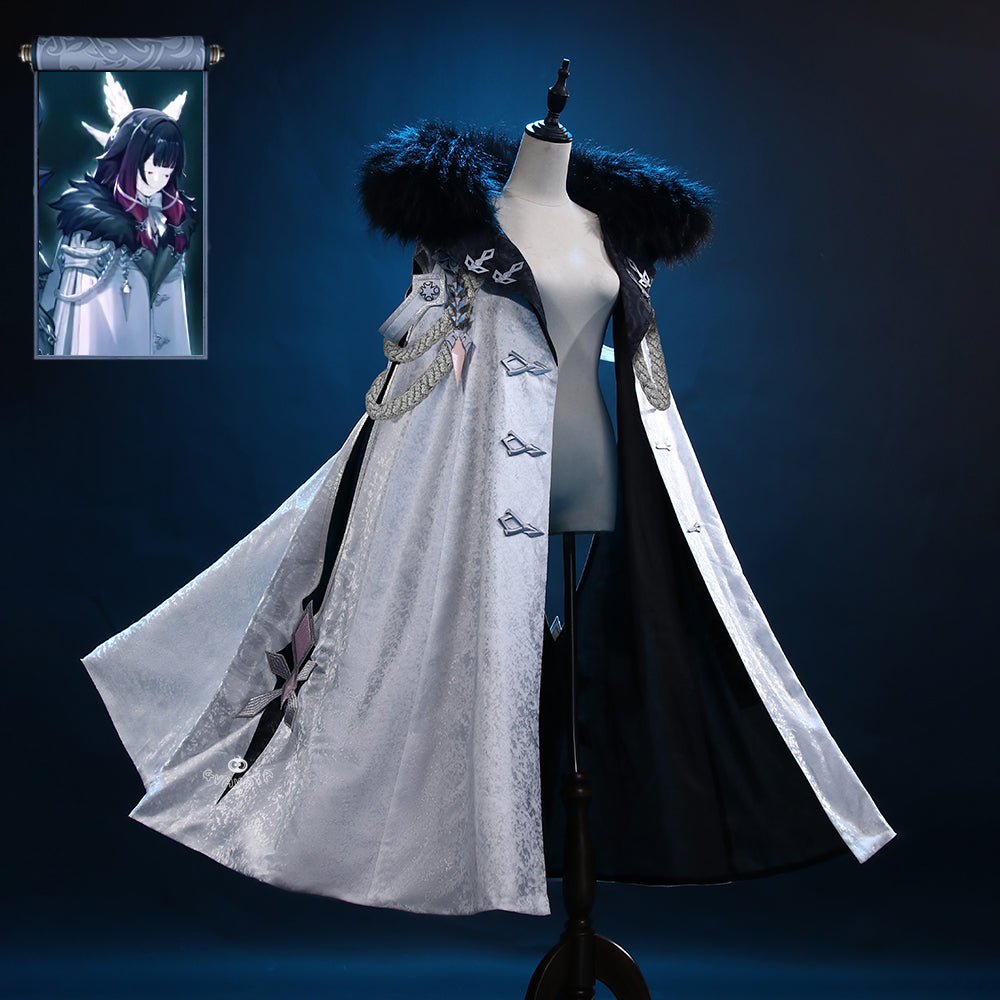 Gvavaya Game Cosplay Genshin Impact 11th Fatui Harbingers Cosplay Costume Damselette Columbina Cloak Long Coat