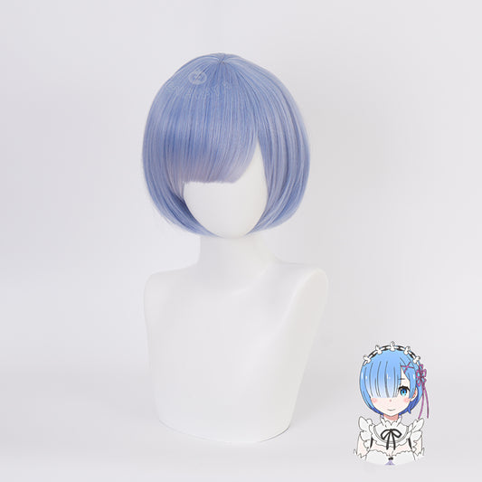 Gvavaya Anime Cosplay Re: Zero Starting Life in Another World Rem Cosplay Wig 30cm Blue Hair