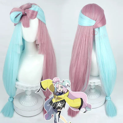 Gvavaya Anime Cosplay Pokemon Scarlet And Violet Iono Cosplay Wig 100cm Blue Pink Hair