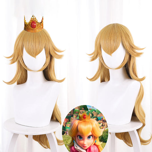 Gvavaya Game Film Cosplay Super Mario Bros Princess Peach Cosplay Wig 70cm Yellow Hair