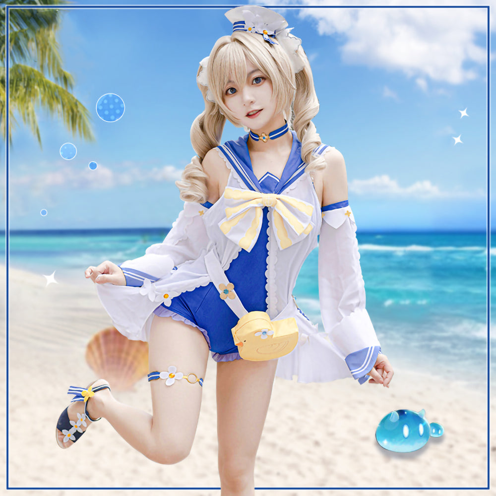 Gvavaya Game Cosplay Genshin Impact Summertime Sparkle Barbara Beach Swimsuit Cosplay Costume Genshin Cosplay
