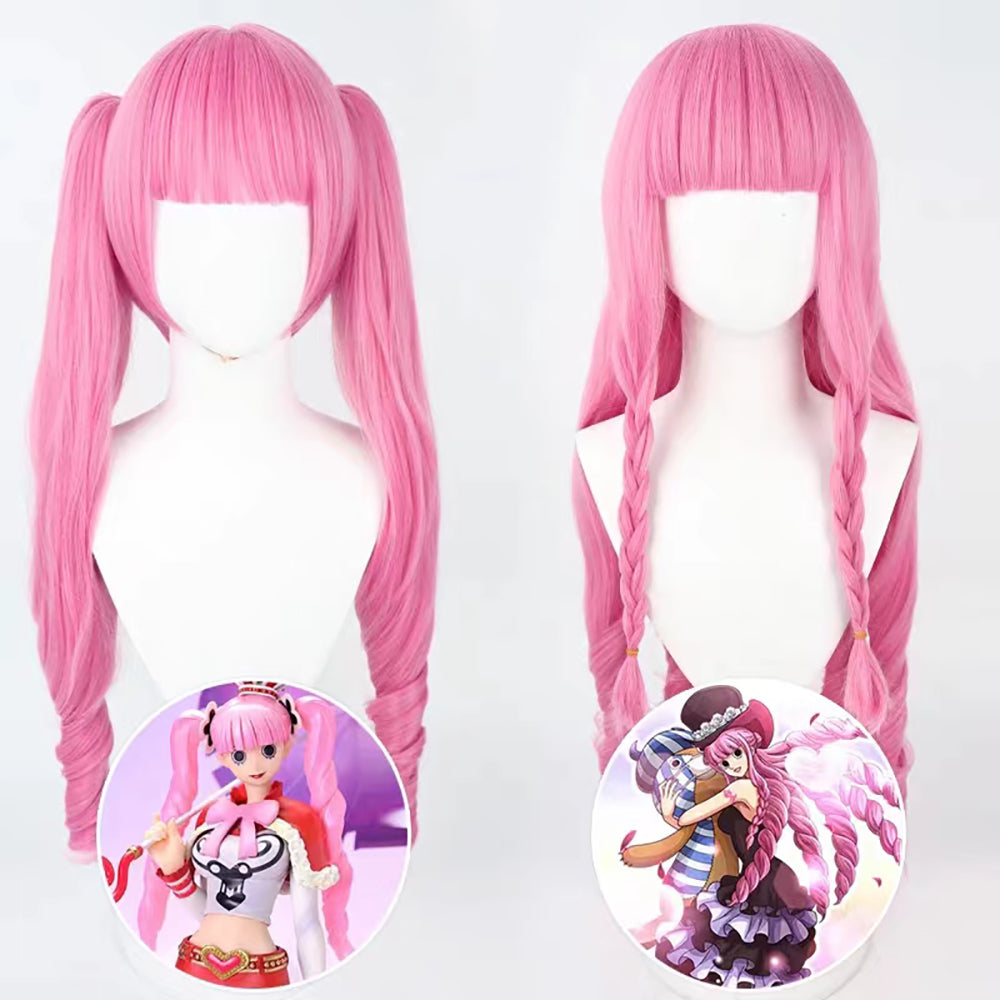 Gvavaya Anime Cosplay One Piece Perona Cosplay Wig 80cm Pink Hair