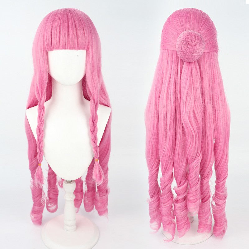 Gvavaya Anime Cosplay One Piece Perona Cosplay Wig 80cm Pink Hair