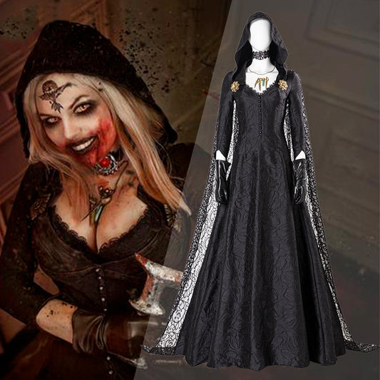 <transcy>Gvavaya Cosplay Resident Evil Village Vampiro Lady Bela Dimitrescu's Filha Vestido Traje Cosplay Halloween Traje</transcy>