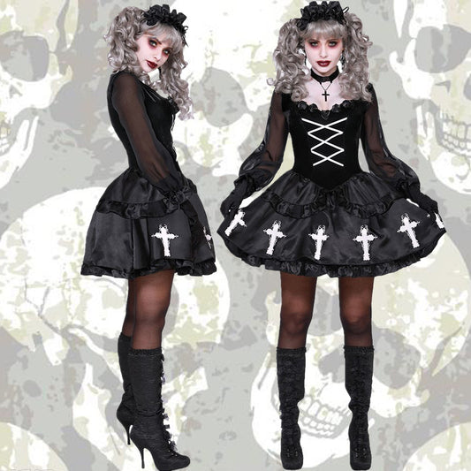 <transcy>Gvavaya Cosplay Devil Lolita Disfraz de Cosplay Scary Evil Payaso Disfraz de Halloween Cosplay</transcy>
