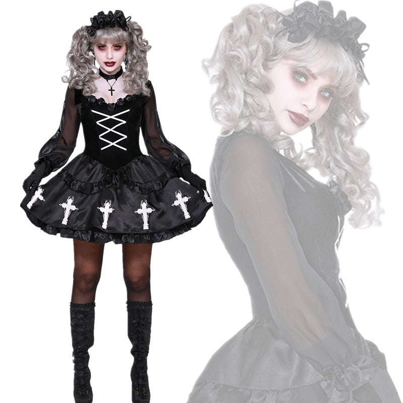 <transcy>Gvavaya Cosplay Devil Lolita Cosplay Traje Cosplay Halloween Assustador Mal Clown Traje Cosplay Halloween</transcy>