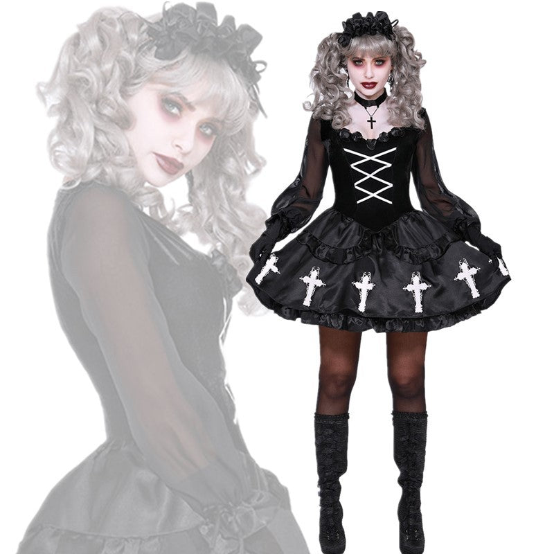 <transcy>Gvavaya Cosplay Diable Lolita Cosplay Costume Effrayant Mal Clown Costume Halloween Cosplay</transcy>