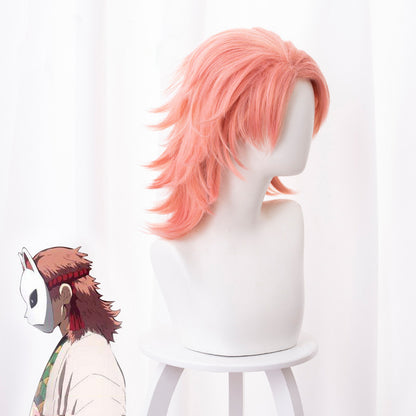 Gvavaya Anime Cosplay Sabito Cosplay Wig Pink Orange 38cm Hair