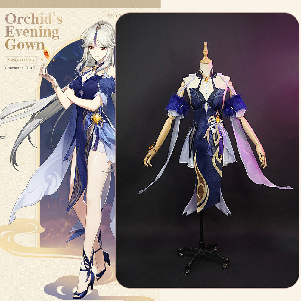 Gvavaya Game Cosplay Genshin Impact Ningguang Orchid's Evening Gown Outfit Ningguang Cosplay Costume Version A