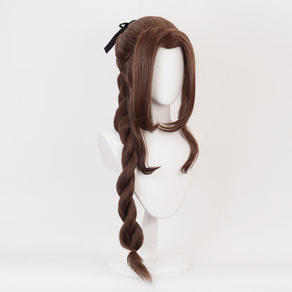 Gvavaya Game Cosplay Final Fantasy VII Aerith Cosplay Wig 80cm Long Brown Hair