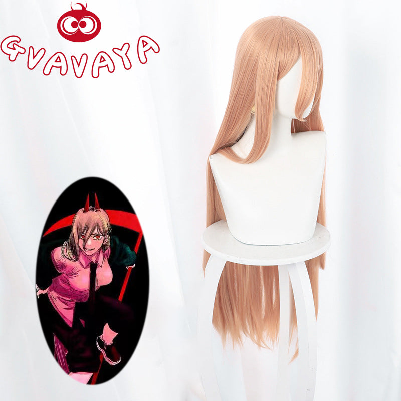 Gvavaya Anime Cosplay Power Cosplay Wig Milk Orange 90cm Long Hair