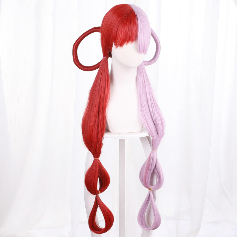 Gvavaya Anime Cosplay One Piece Film Red Uta Cosplay Wig Half Pink Half Red 90cm Hair
