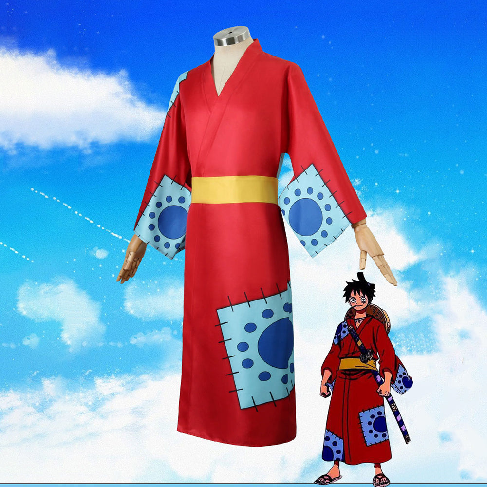 One Piece Wano Country Monkey D. Luffy Cosplay Costume Kimono