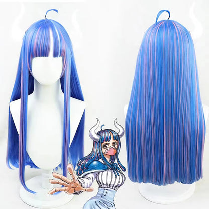 Gvavaya Anime Cosplay One Piece Ulti Cosplay Wig 70cm Blue Hair