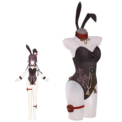 Gvavaya Game Cosplay Genshin Impact Hu Tao Fanart Bunny Girl  Cosplay Costume