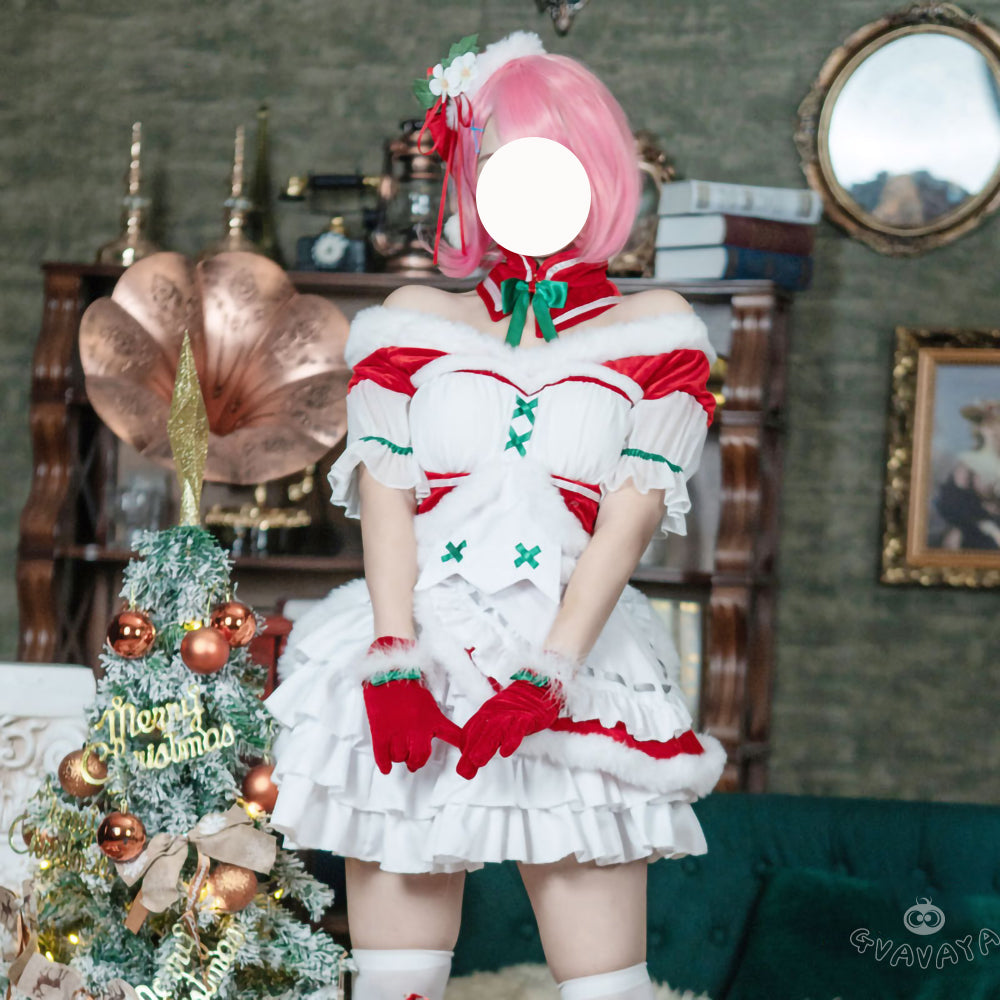 Gvavaya Anime Cosplay Re: Zero Starting Life in Another World Cosplay Rem/Ram/Emilia Christmas Costume
