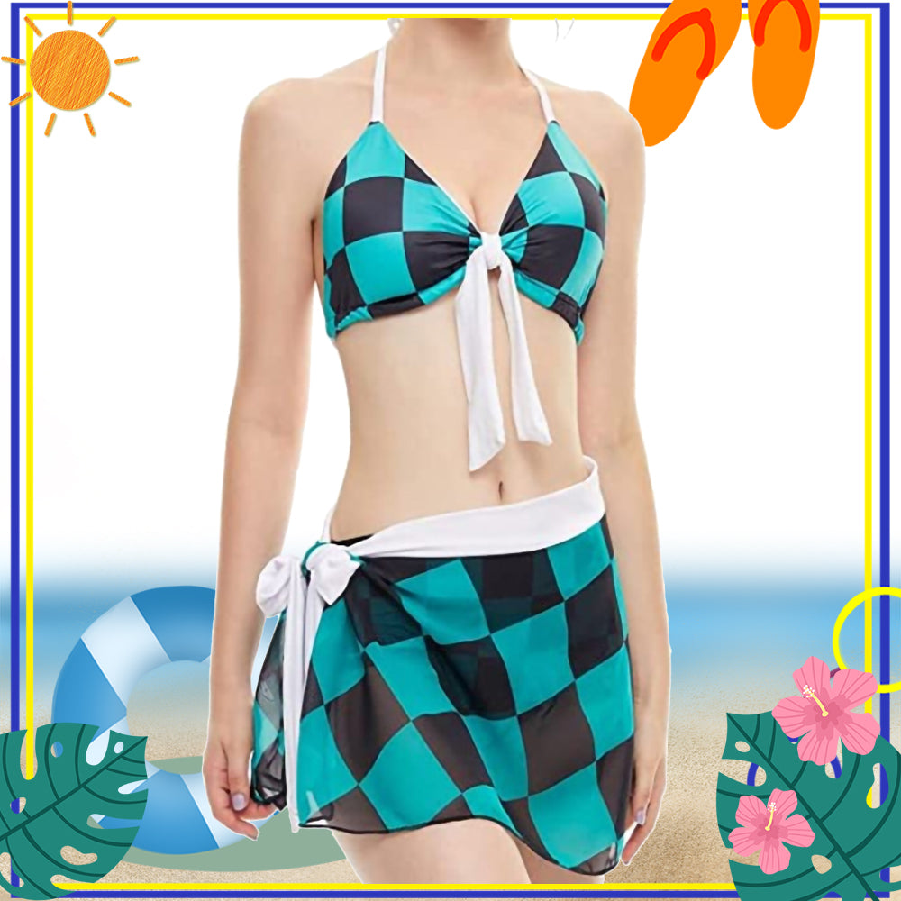 Gvavaya Anime Cosplay Kamado Tanjirou Fanart Swimsuit Bikini