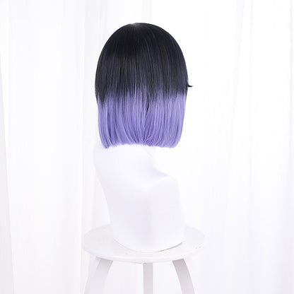 Gvavaya Game Cosplay Genshin Impact Yelan Cosplay Wig Dark Blue Gradient Purple 32cm Hair