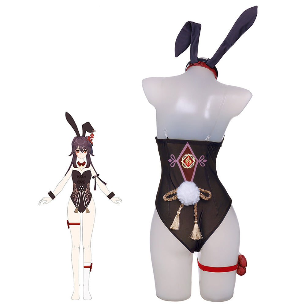 Gvavaya Game Cosplay Genshin Impact Hu Tao Fanart Bunny Girl  Cosplay Costume