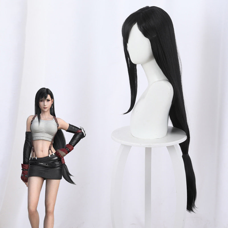 Gvavaya Game Cosplay Final Fantasy VII Tifa Cosplay Wig 90cm Long Black Hair