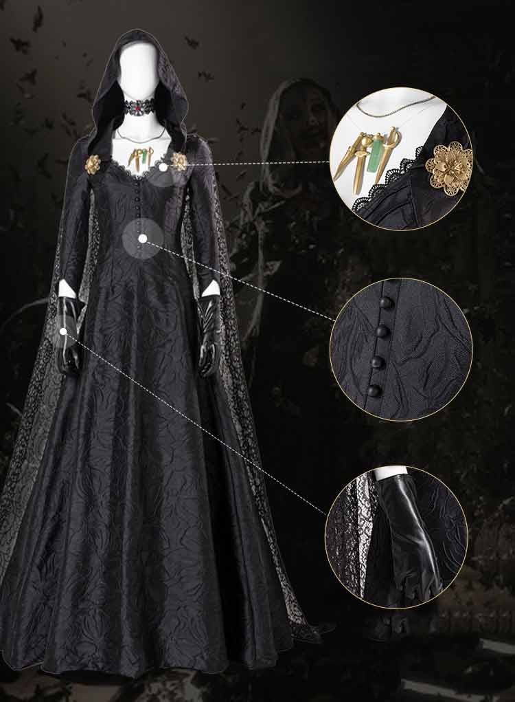 Gvavaya Cosplay Resident Evil Village Vampire Lady Bela Dimitrescu's Daughter Dress Halloween Suit Cosplay Costume