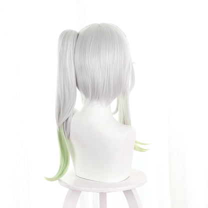 Gvavaya Game Cosplay Genshin Impact Sumeru Lesser Lord Kusanali/Nahida Cosplay Wig Silver White Gradient Light Green 45cm Hair