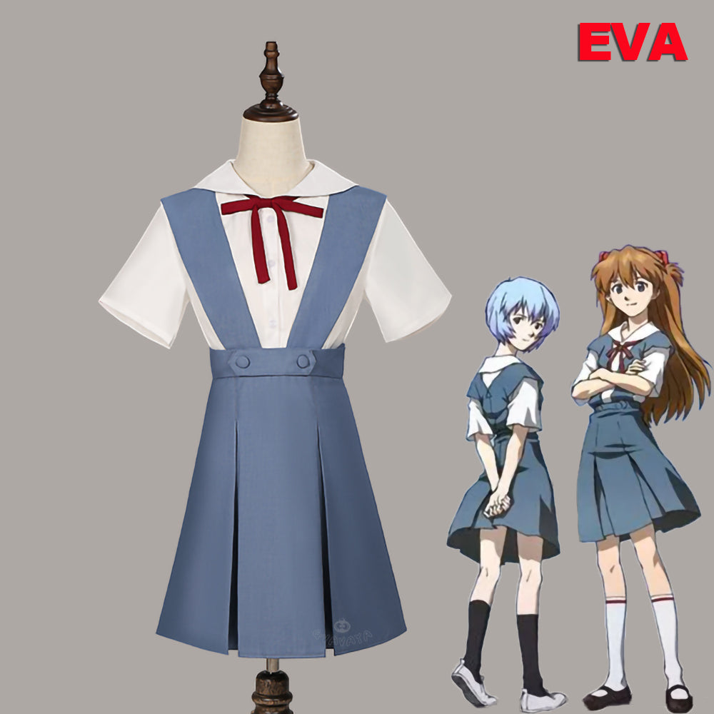 Gvavaya Anime Cosplay Asuka Langley Soryu/Ayanami Rei Cosplay Costume EVA School Uniform Costume New