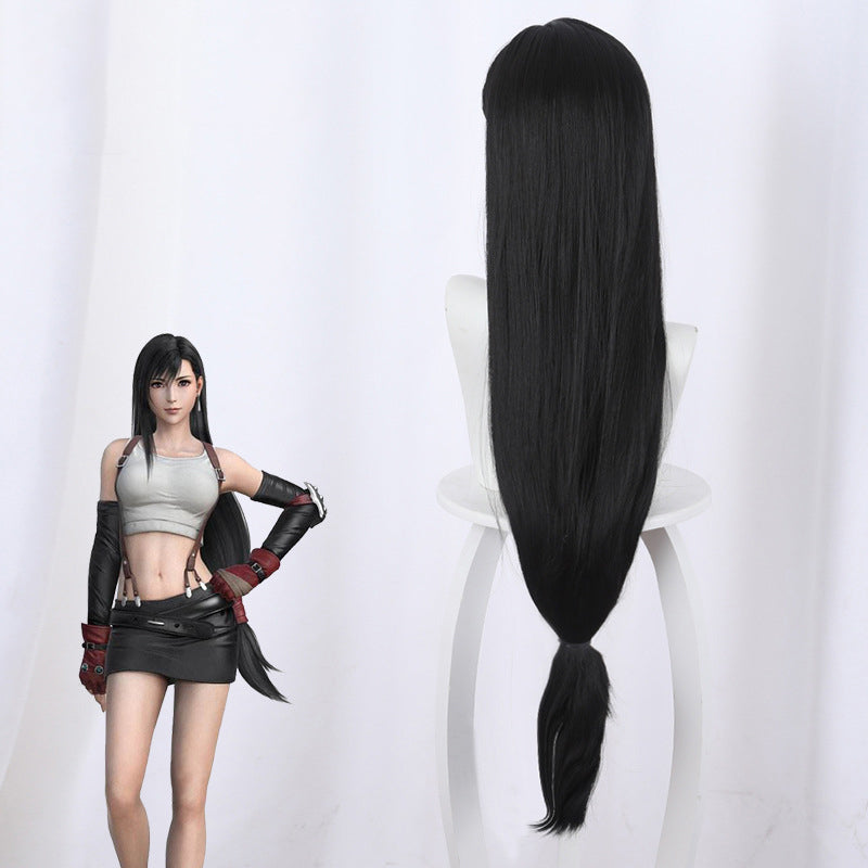 Gvavaya Game Cosplay Final Fantasy VII Tifa Cosplay Wig 90cm Long Black Hair