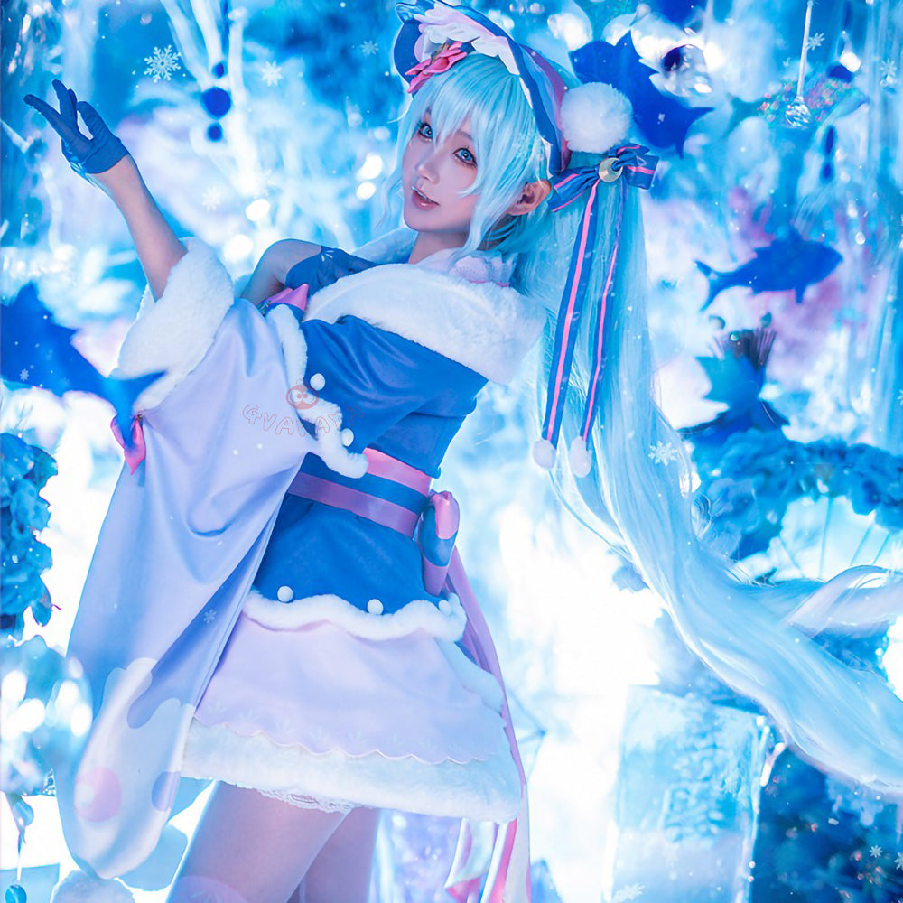 Gvavaya Cosplay Vocaloid Hatsune Miku Cosplay Snow Miku 2023 Ver. Costume