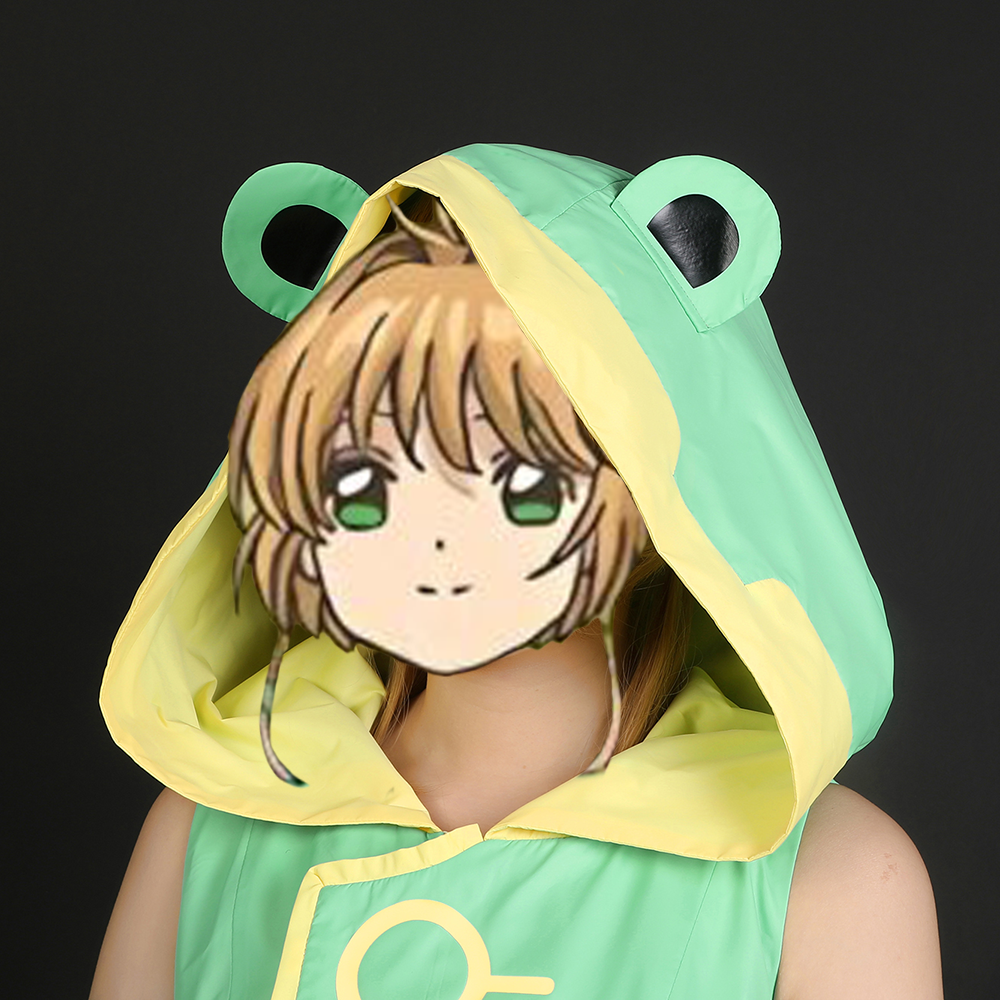 Gvavaya Anime Cosplay Cardcaptor Sakura Frog Raincoat Battle Costume Sakura Kinomoto Cosplay