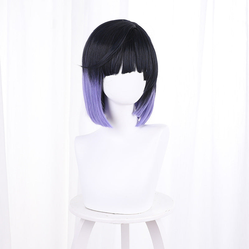 Gvavaya Game Cosplay Genshin Impact Yelan Cosplay Wig Dark Blue Gradient Purple 32cm Hair