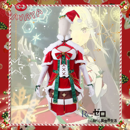 Gvavaya Anime Cosplay Re: Zero Starting Life in Another World Cosplay Rem/Ram/Emilia Christmas Costume