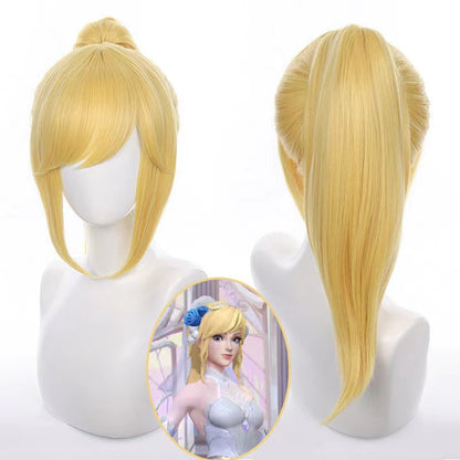 Gvavaya Game Cosplay League of Legends Crystal Rose Lux Cosplay Wig Blonde 60cm Hair