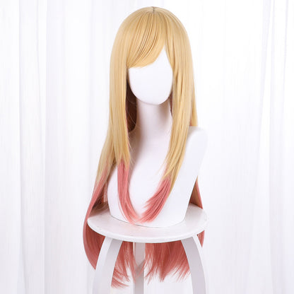 Gvavaya Anime Cosplay My Dress-Up Darling Marin Kitagawa Cosplay Wig Yellow Gradient Pink 85cm Hair
