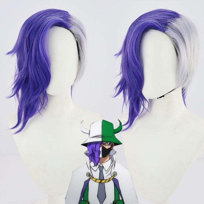 Gvavaya Anime Cosplay One Piece Page One Cosplay Wig 45cm Blue Gray Ha