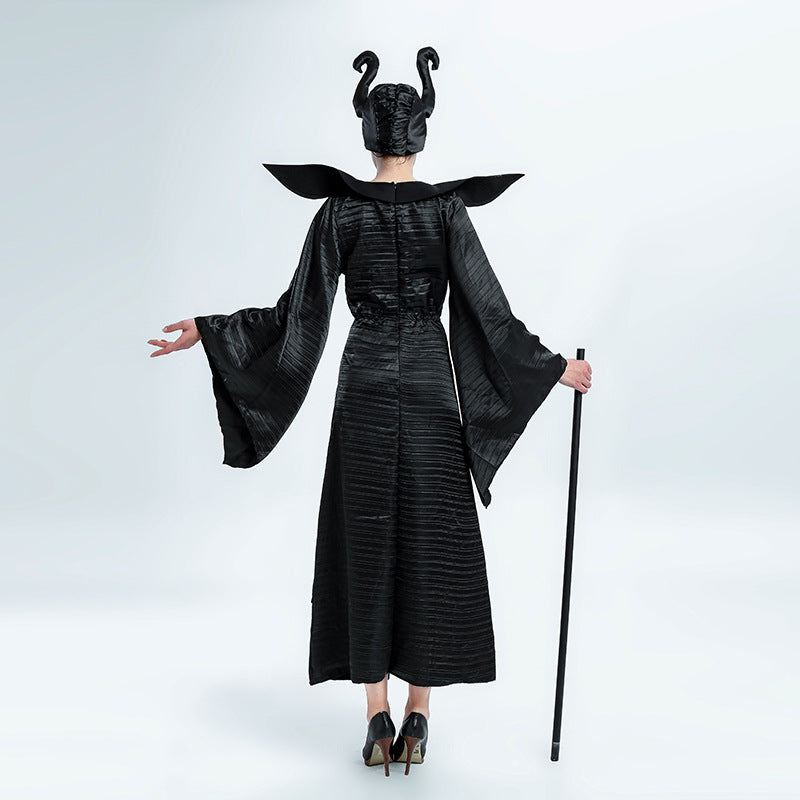<transcy>Costume de Cosplay maléfique Gvavaya fête d'halloween Costume de performance de Cosplay de sorcière noire</transcy>