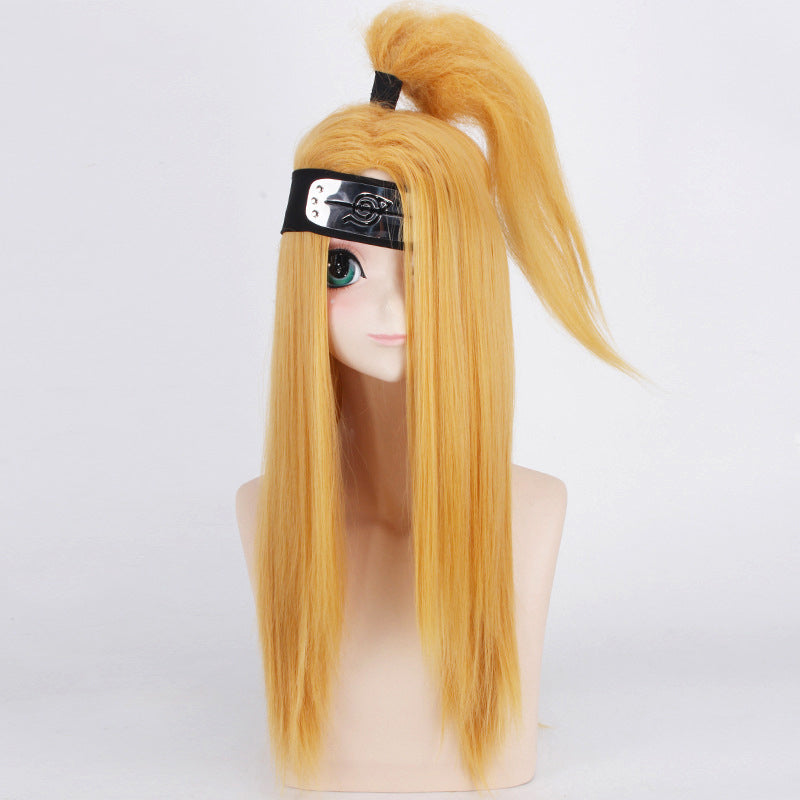 Gvavaya Cosplay Wig Naruto Tsuchinokuni Akatsuki Deidara Golden 56cm Cosplay Wig